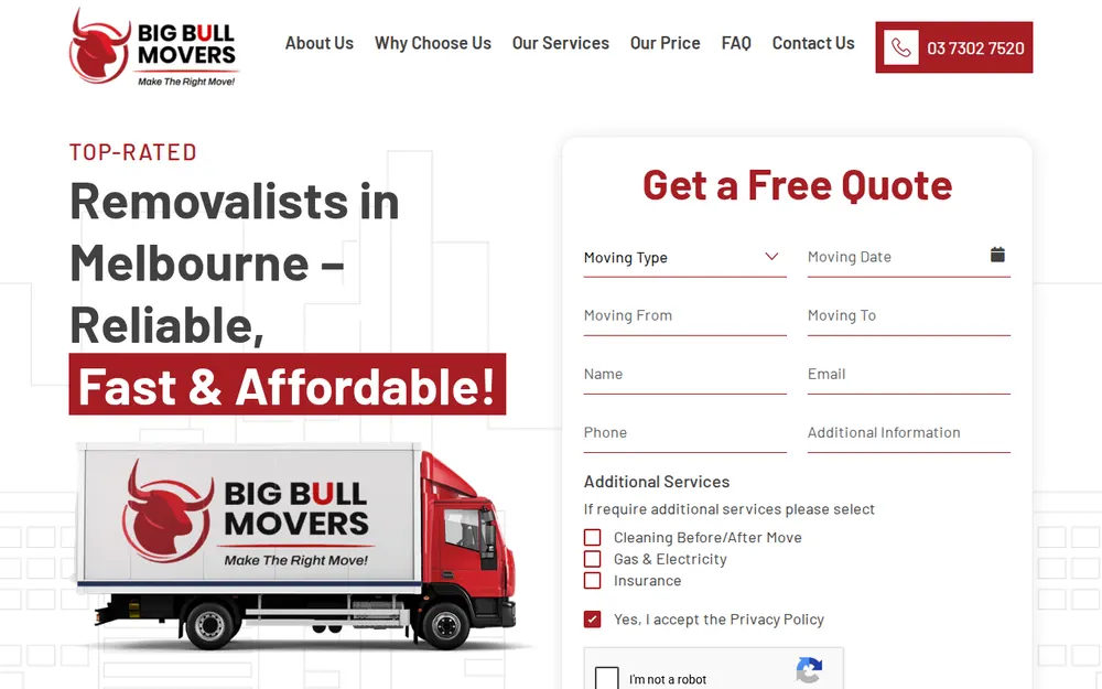 Big Bull Movers homepage