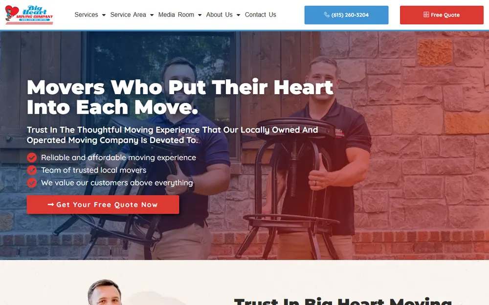 Big Heart Moving Company homepage