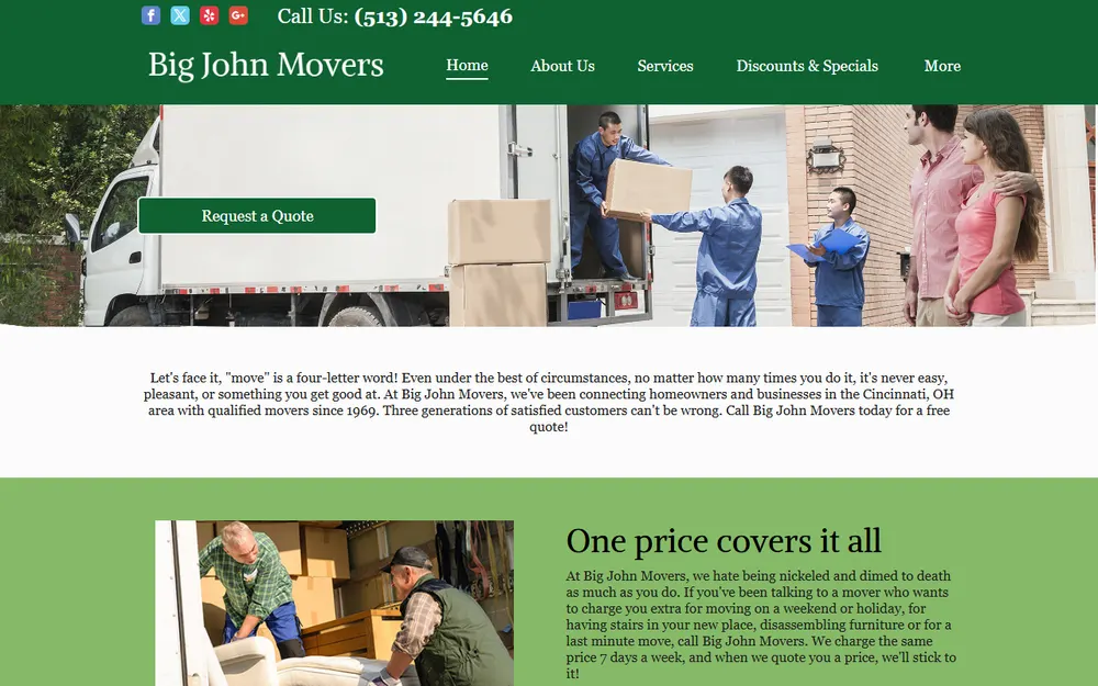 Big John Movers homepage