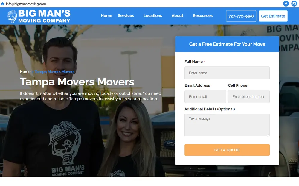 Big Man's Moving Company homepage