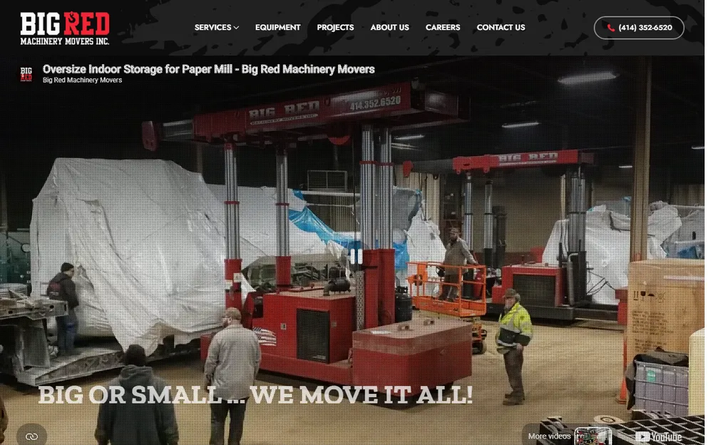 Big Red Machinery Movers, Inc. homepage