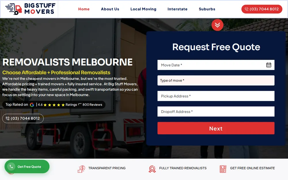 Big Stuff Movers - Removalists Melbourne homepage
