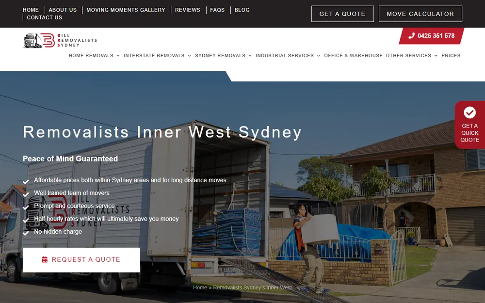 Bill Removalists Sydney homepage