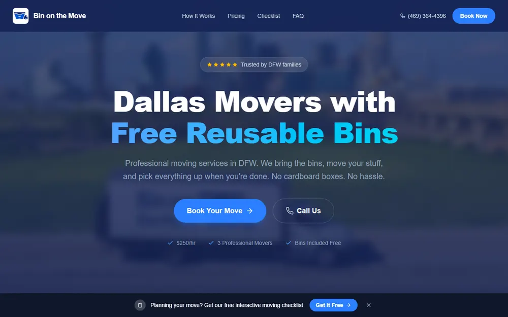 Bin on the Move homepage
