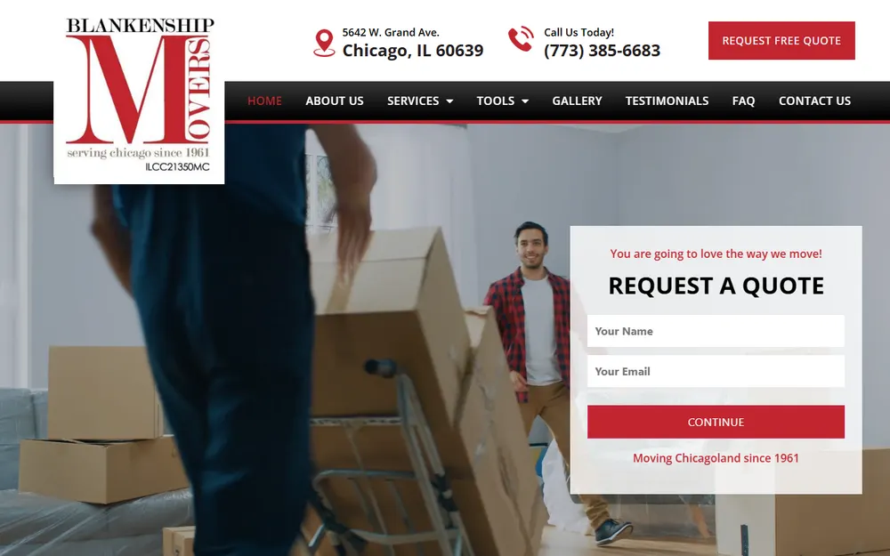Blankenship Movers homepage