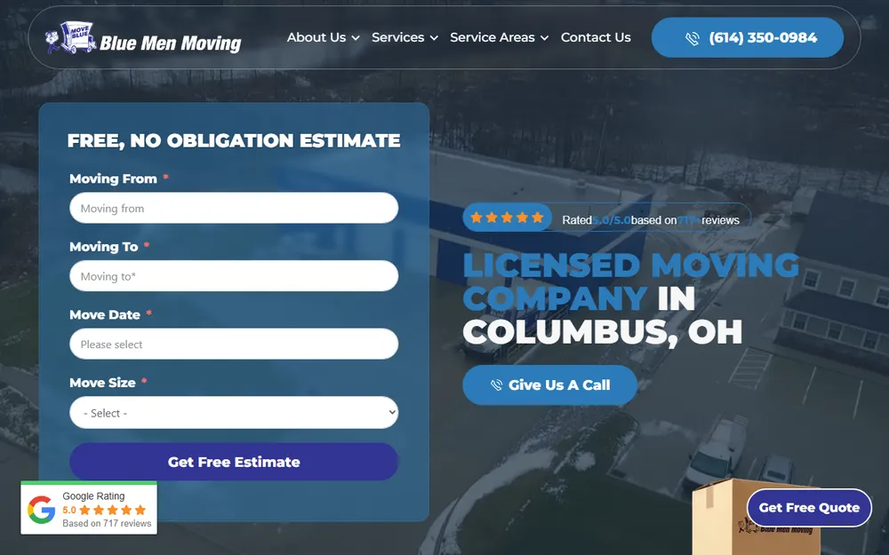 Blue Men Moving homepage