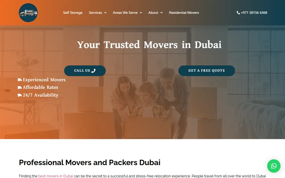 Bluebox Movers Dubai homepage