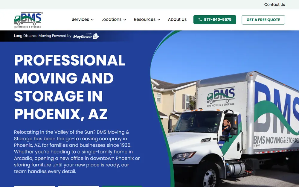 BMS Moving & Storage homepage