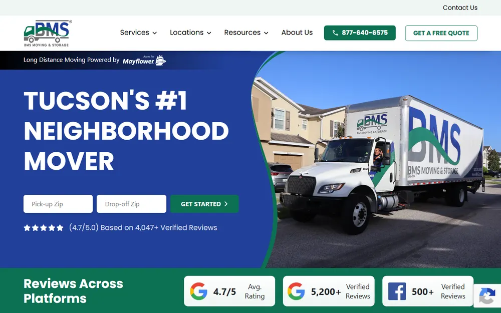 BMS Moving & Storage homepage