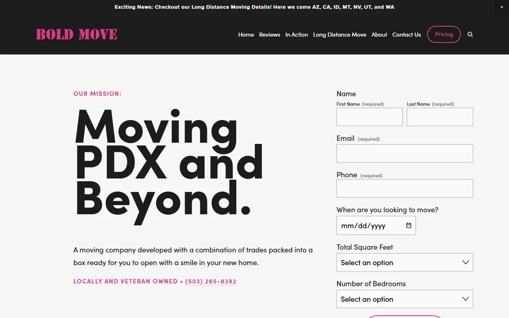 Bold Move homepage