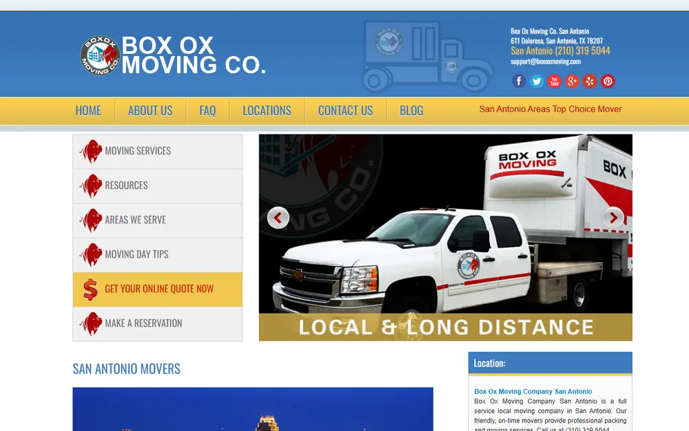 Box Ox Moving Company San Antonio homepage