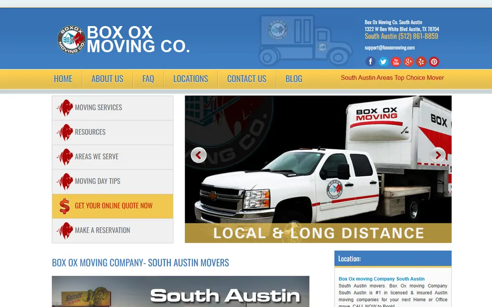 Box Ox Moving Company South Austin homepage