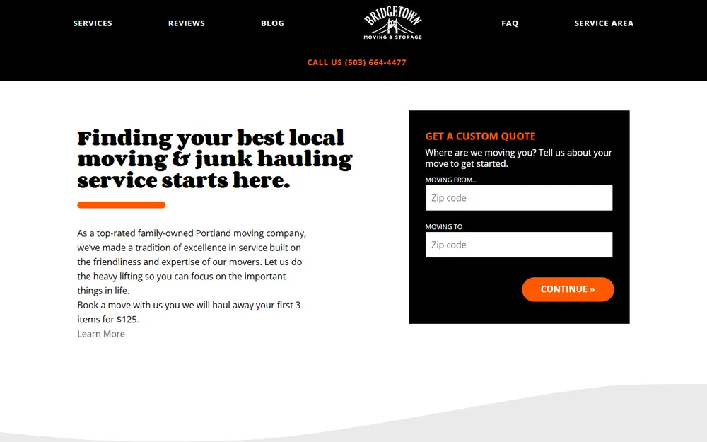 Bridgetown Moving & Storage homepage