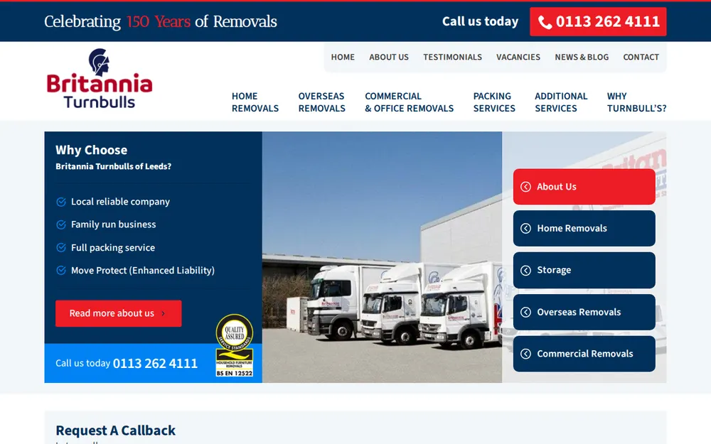 Britannia Turnbulls of Leeds Removals homepage