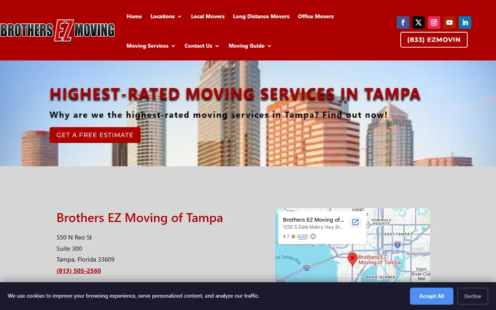 Brothers EZ Moving of Tampa homepage