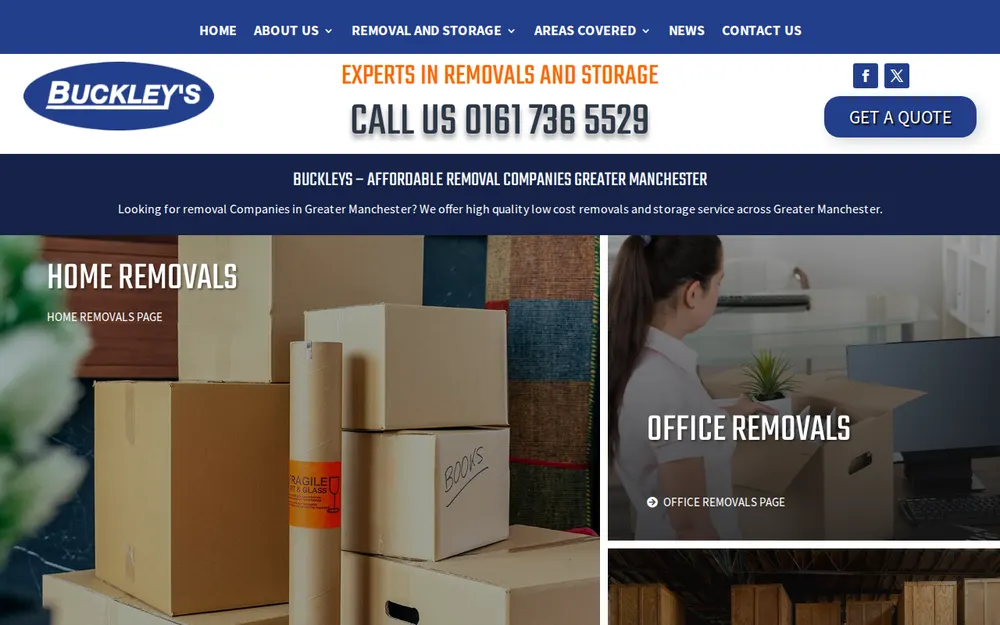 Buckleys Removals and Storage Manchester homepage