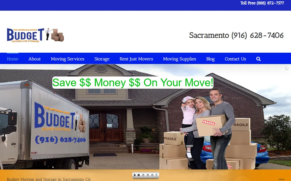 Budget Moving and Storage homepage