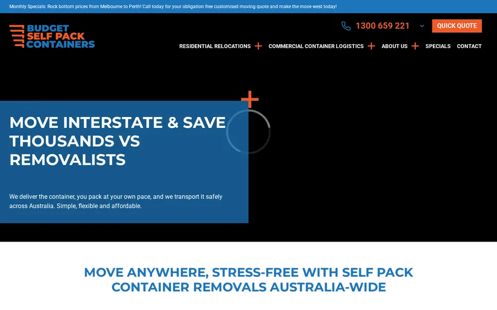 Budget Self Pack Containers homepage