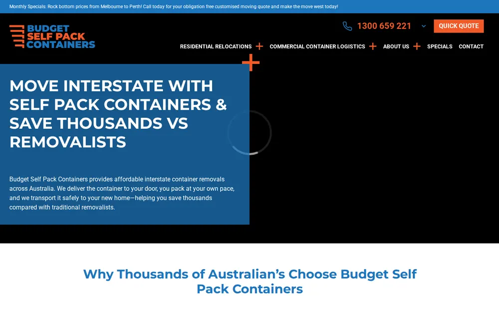 Budget Self Pack Containers homepage