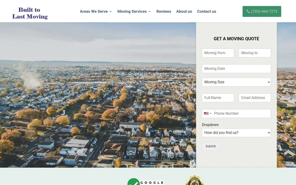 Built To Last Moving homepage