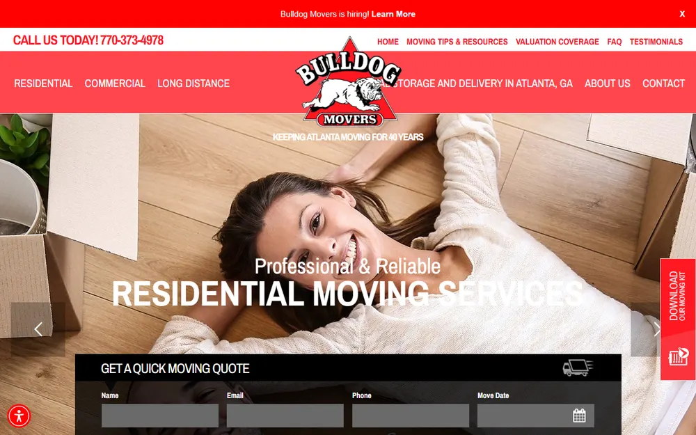 Bulldog Movers homepage