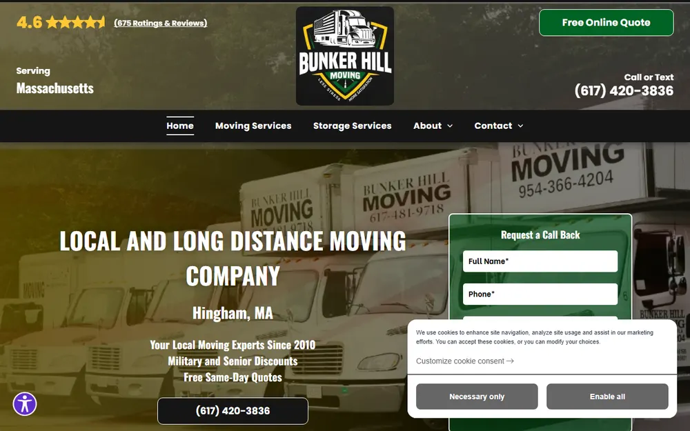 Bunker Hill Moving Company homepage