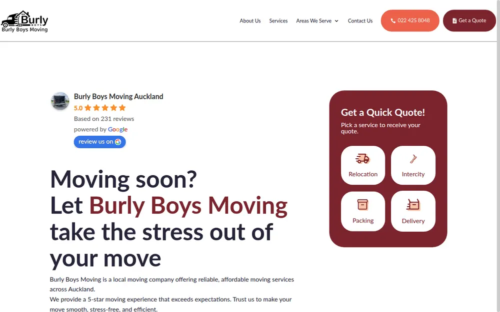Burly Boys Moving Auckland homepage