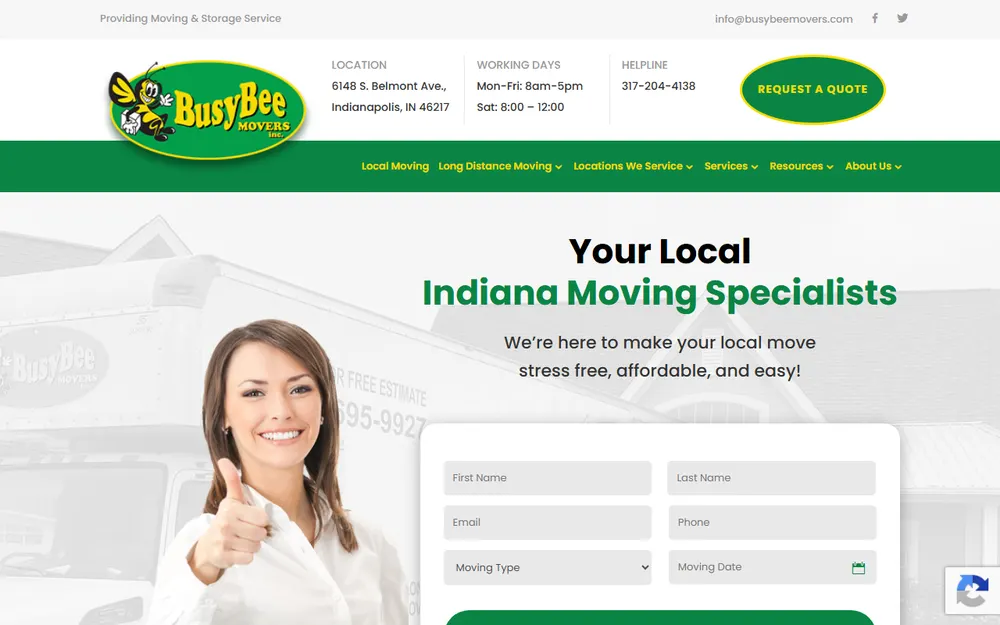 Busy Bee Movers homepage