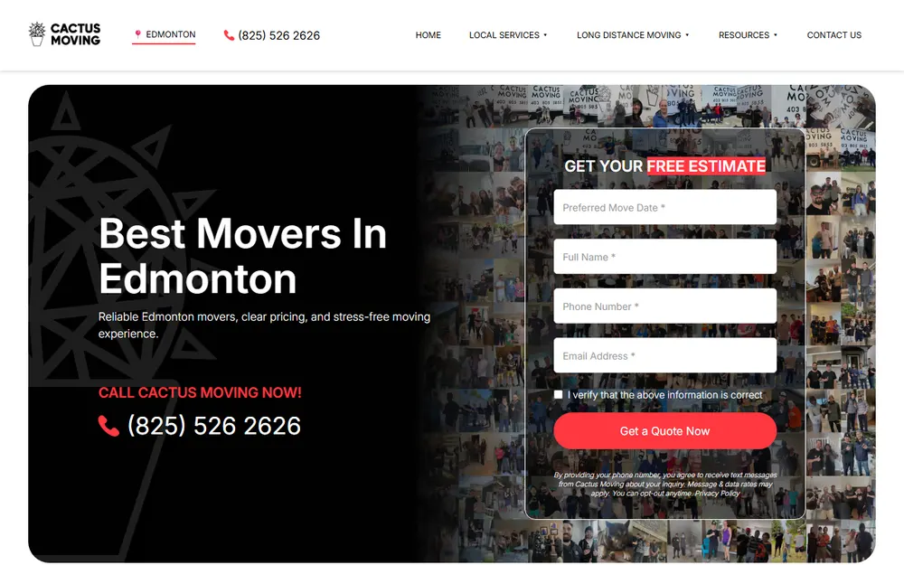 Cactus Moving homepage