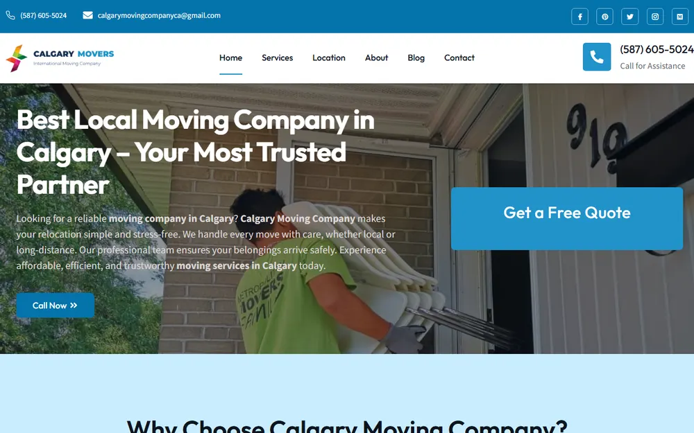 Calgary Movers homepage
