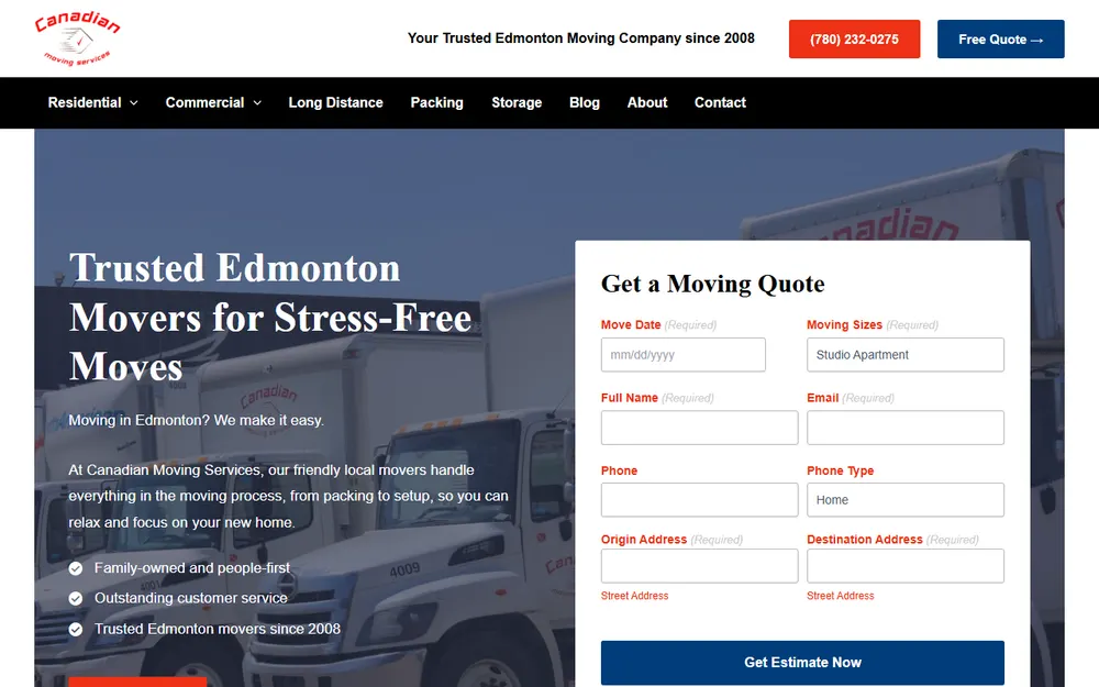 Canadian Moving Services homepage