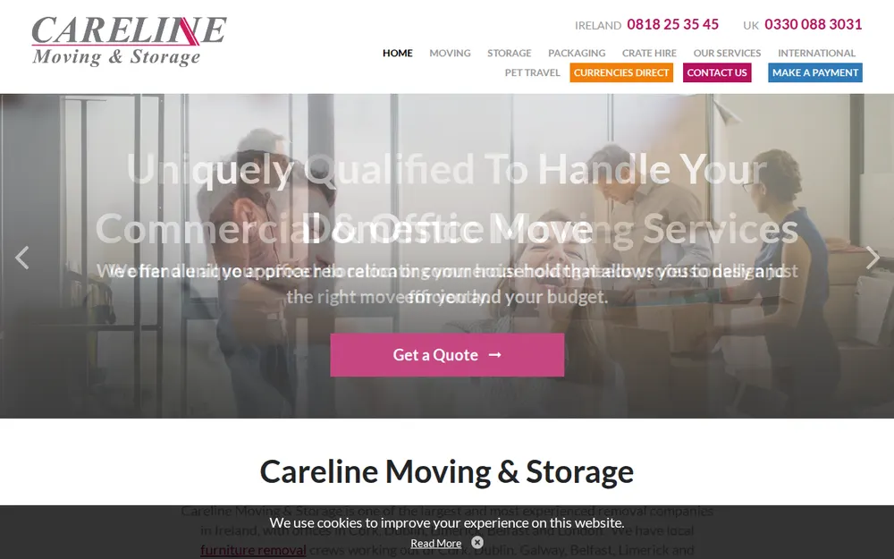 Careline Moving and Storage homepage