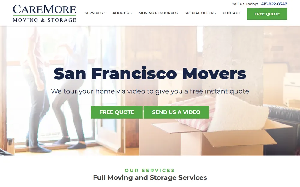 Caremore Moving & Storage homepage