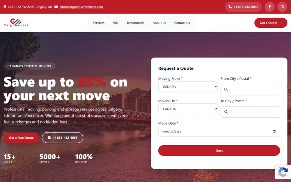 Cargo Movers Canada homepage