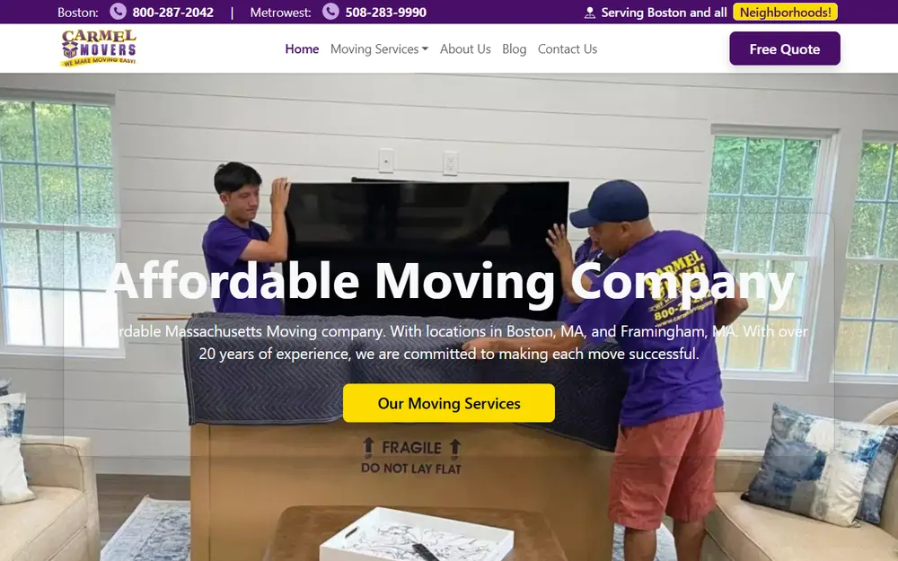 Carmel Movers homepage
