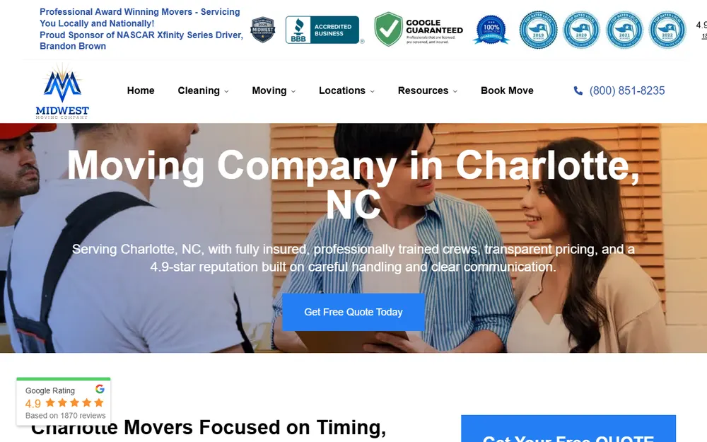 Midwest Moving Company homepage