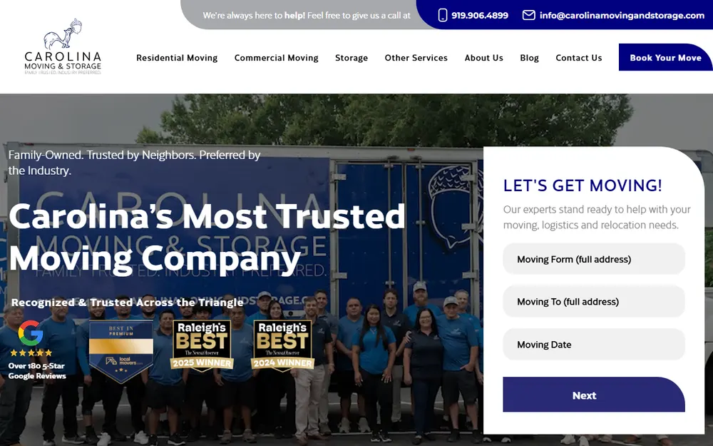 Carolina Moving and Storage homepage