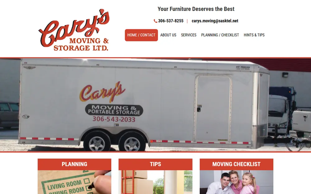 Cary's Moving & Storage homepage