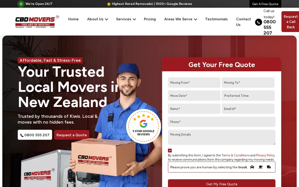 CBD Movers Auckland homepage