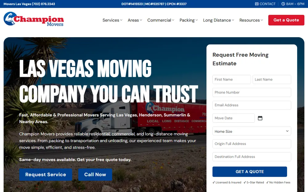 Champion Movers homepage