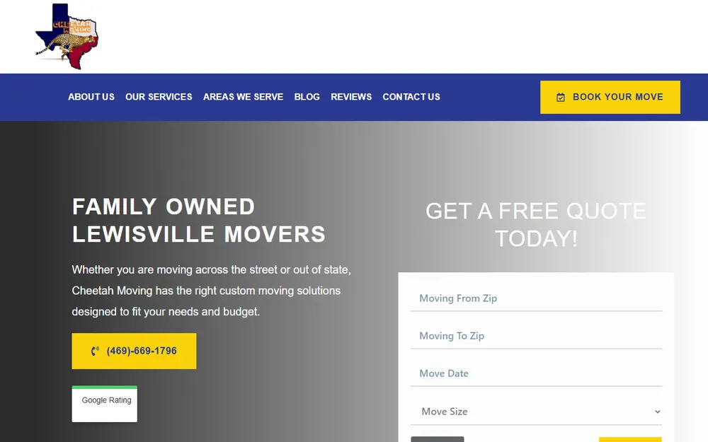 Cheetah Moving homepage