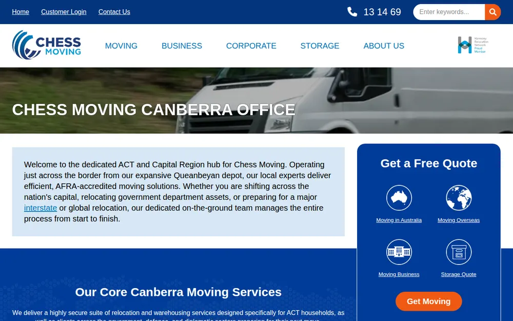 Chess Moving Canberra homepage