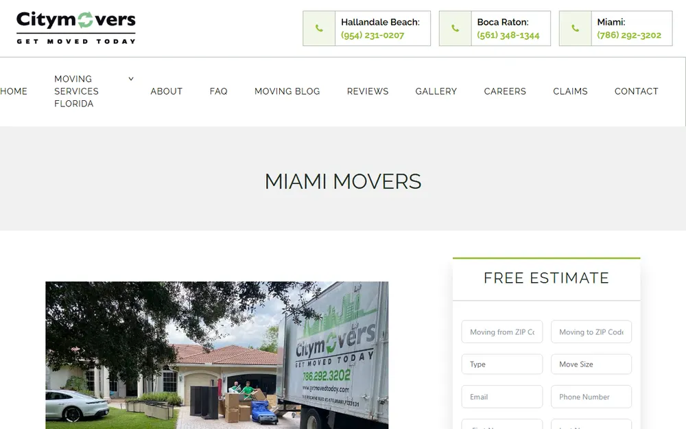 City Movers Miami homepage