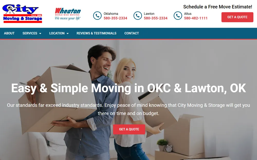 City Moving & Storage homepage