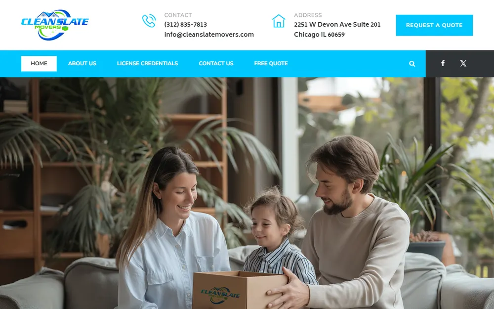 Clean Slate Movers homepage