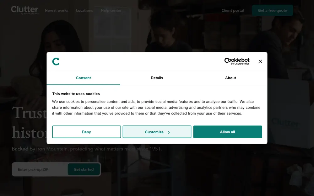 Clutter Moving & Storage homepage