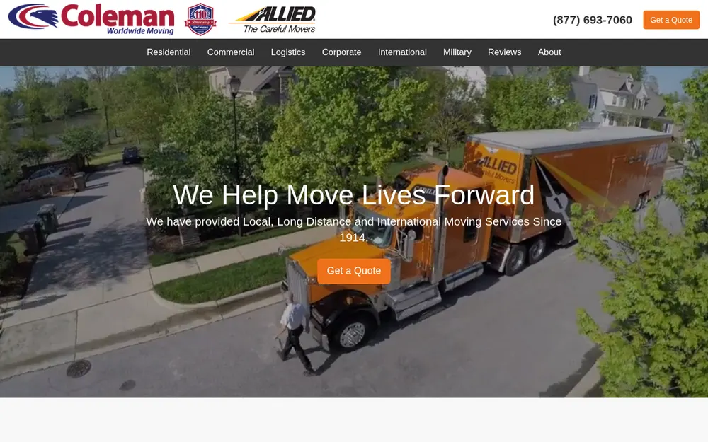 Coleman American Moving Services, Inc. homepage