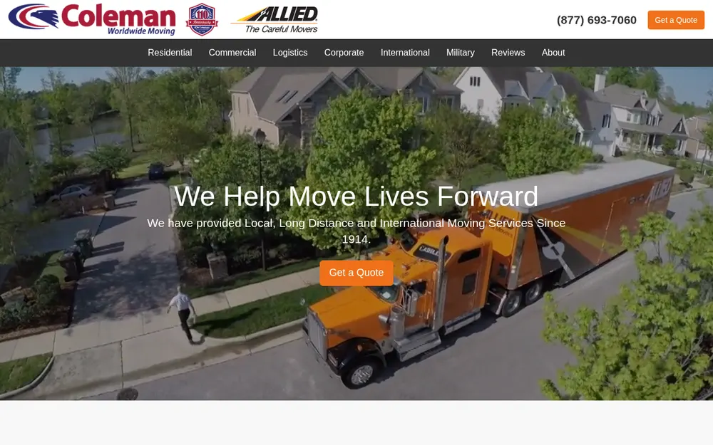 Coleman American Moving Services, Inc. homepage