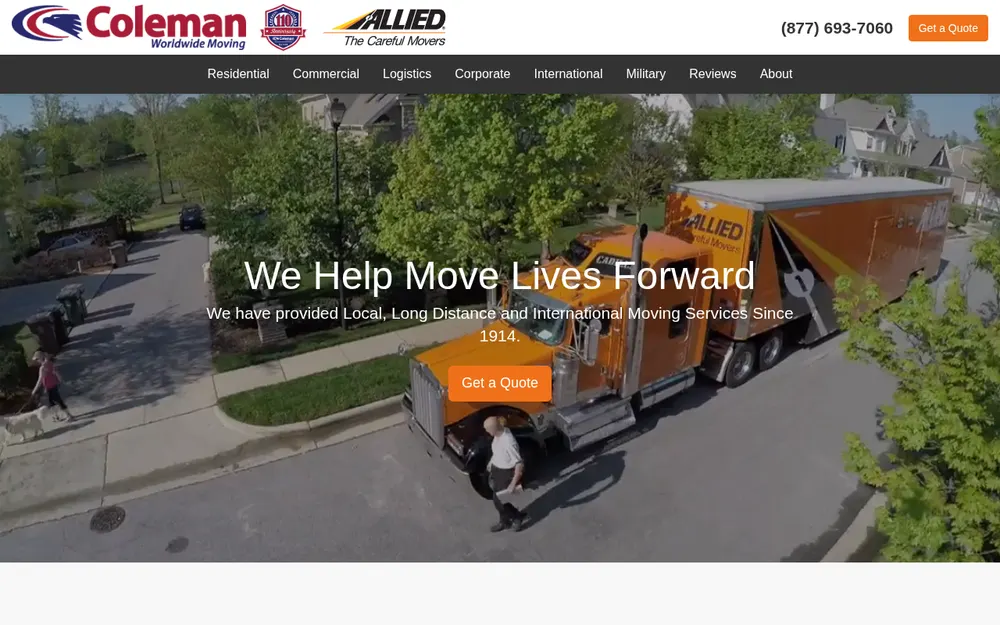 Coleman American Moving Services, Inc. homepage