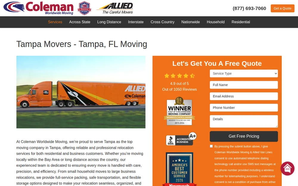 Coleman American Moving Services, Inc. homepage